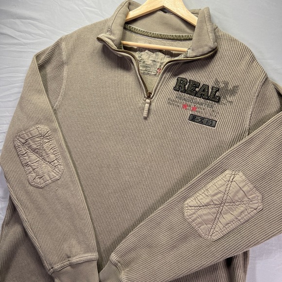 Other - Vintage Y2K Military Style Sweater Mens XL Army Green 1/4 Zip Pullover Knit